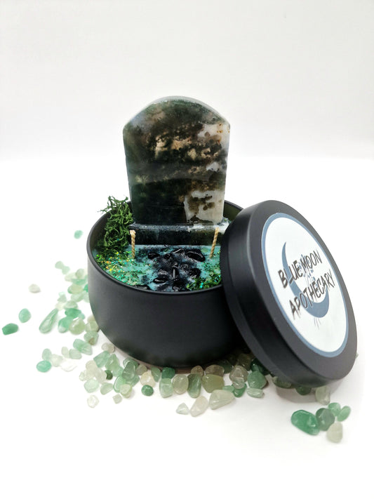 ANCESTORS OFFERING (Moss Agate Version) Candle